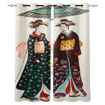 Kimono Japonijos Svetainės Langų Užuolaidos, Virtuvės Užuolaidos, Miegamojo Kairės ir Dešinės Biparting Atidaryti Užuolaidas