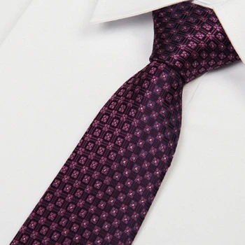 Prekės aukštos kokybės mens ryšius 8 cm, tamsiai raudonos žakardo pledas mikropluošto necktie sidabro dot gravatas seda de qualidade didmeninės