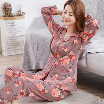 Pyjama Moterų Drabužius Vasarą Womens Pižama Rinkiniai Ilgomis Rankovėmis Sleepwear Kostiumai Mergina Mados Atsitiktinis Viršutiniai Drabužiai Sleepwear Naktį Kostiumas