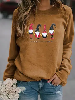 Linksmų Kalėdų Grafinis t Marškinėliai Moterims, O-Kaklo Megztinis Spausdinti Viršuje Tee Moters Drabužius ilgomis Rankovėmis Femme T-Shirt Rudenį Naujų 2020 m.