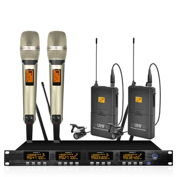 Bevielio mikrofono sistema dažnių kolonėlė profesionalių UHF dual nešiojamą dual lavalier mikrofonas bevielis karaoke