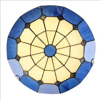 Tiffany Lubų Lempa Europos Kambarį Restoranas vitražas Lubų Šviesos Viduržemio jūros regiono šalių Meno LED Mėlyna Atspalvį Žibintai