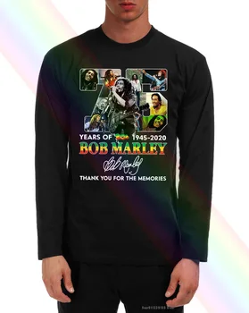 75 Metai-1945 M. 2020 M. Bob Marley Singed Ačiū Už Ventiliatoriaus Muzikos Dovanos Long Sleeve T-Shirt S 5Xl
