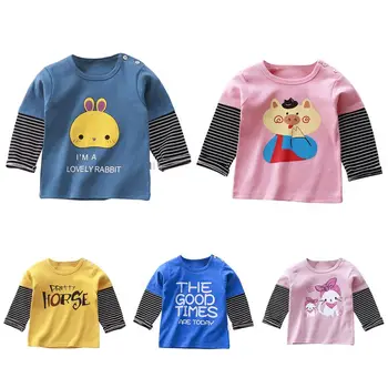 Vaikai Vaikai, T-marškinėliai Berniukams, Mergaitėms Mielas Animacinių filmų ilgomis Rankovėmis Tees Viršūnes Rudens Žiemos Megztiniai Vaikams Berniukas T Shirts23