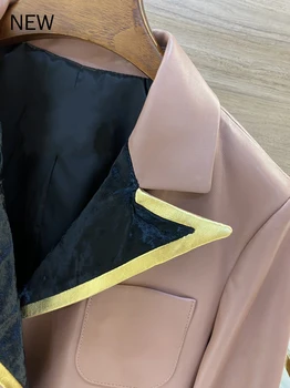 Aukštos kokybės dizaineris, avikailio nekilnojamojo odinis švarkas 2020 m. moteris aksomo, Lakinės odos kratinys natūralios odos sluoksnį S304