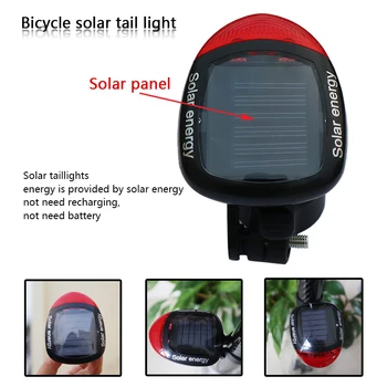 Dviračių užpakalinis žibintas, dviračio Saulės energijos Galinis žibintas Dviračių LED Uodega Saugos Įspėjimas Dviračių šviesos vandeniui Šviesos Dviračiu