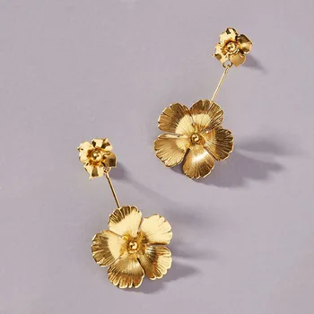 Sprogimo auskarai, gėlės žiedlapis auskarai galvanizavimo moterų temperamentas auskarai priedai
