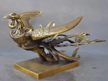 Kalėdų senosios Kinijos Feng Shui žalvario laimingas keturių Dievas žvėris vienas iš phoenix statula naujųjų Metų