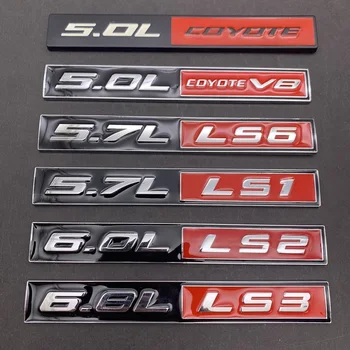 3D Metalo Emblema Automobilių lipdukas 5.0 L COYOTE V8 5.7 L LS1 6.0 L LS2 6.8 L LS3 Automobilių ženklelis Dodge Ra Poslinkis Decal