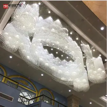 L Viešbučio fojė šokių klubą inžinerijos lempos pardavimo centras villa salėje projekto kristalų lempos apšvietimo šviestuvas, apšvietimas led