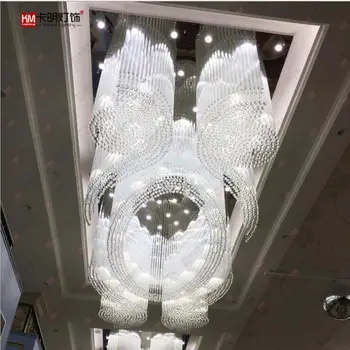 L Viešbučio fojė šokių klubą inžinerijos lempos pardavimo centras villa salėje projekto kristalų lempos apšvietimo šviestuvas, apšvietimas led