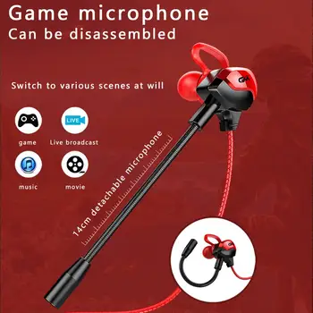 Dvigubas Nuimamas Mikrofonas Žaidimų Ausinės su Mikrofonu Minkšto Silikono 3D Ausinių 1.2 m Laidinio Ausinės Delninių Žaidimų Žaidėjai