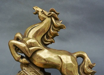 Kinijos Liaudies Vario Ir Bronzos Fengshui Turtus 12 Zodiako Metų Arklių Statula, Skulptūra