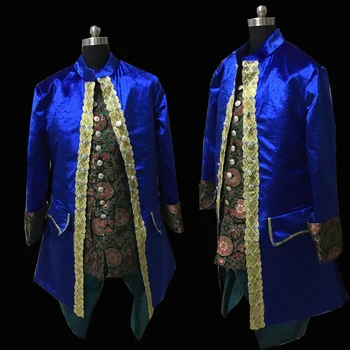 D-563 mėlyna Viktorijos /pilietinio Karo vyrai laikotarpio kostiumas Viduramžių ir Renesanso etapo rezultatus/Prince charming William
