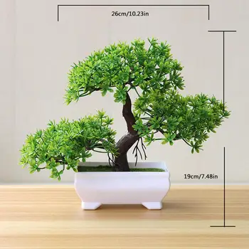 Dirbtinis Žalieji Augalai Bonsai Modeliavimas Plastiko Nedidelis Medis Puodą Vazoninių Augalų Ornamentais Namų Stalo Sodo Puošmena Gėlių
