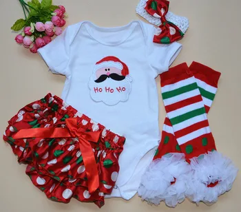 Nauji Kūdikių Mergaičių romper +Pražysti PP kelnės+plaukų juosta+Dryžuotas kojų šilčiau 4pcs/set Bamblys Naujagimių Kalėdų dovanos Vaikams Komplektai