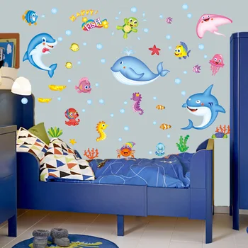 Creative 3D animaciją ocean world gyvenamojo kambario, miegamojo, vaikų darželio aplinkos apdailos Nuimamas Siena Lipdukas