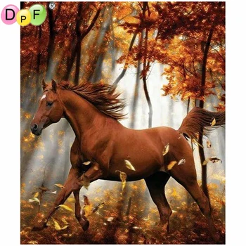 DPF diamond siuvinėjimo dovana lapų rudos spalvos arklys 
