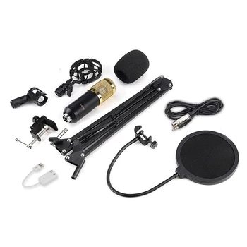 Kondensatoriaus Mikrofonas, BM-800 Mic Rinkinys Su Reguliuojamu Mic Pakabos Žirkliniai Rankos Metalo Shock Mount ir Dvigubo Sluoksnio Pop Filtras
