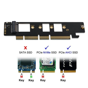 M. 2 NVMe SSD NGFF, kad PCIE 3.0 X16 X4 Adapterio plokštę Klavišą M NVME AHCI SSD 110mm 80mm SSD Adapteris
