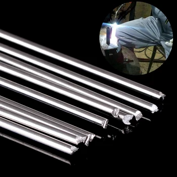 10vnt Metalo Aliuminio Suvirinimo Strypas Žemos Temperatūros Magnio Minkštajam litavimui kietuoju Lydmetaliu Stick Strypai 1.6mmx250mm Sidabrinė