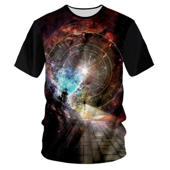 UJWI Juoda Marškinėlius Vyrų 2019 M. Vasaros Viršūnes Galaxy Space Star Spausdinami 3d marškinėliai Vyrų Hip-Hop Prarasti Slim Atsitiktinis Marškinėliai Tees Unisex