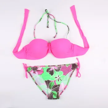 2019 Nauji Moteriški Apynasrio Gėlių Push Up Apynasrio Bikini maillot de bain moterų Maudymosi Kostiumas, Paplūdimio Dėvėti maudymosi kostiumėlį