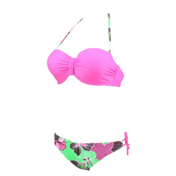 2019 Nauji Moteriški Apynasrio Gėlių Push Up Apynasrio Bikini maillot de bain moterų Maudymosi Kostiumas, Paplūdimio Dėvėti maudymosi kostiumėlį
