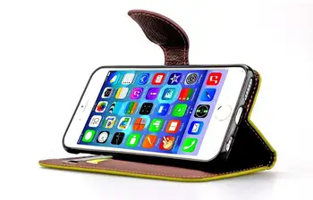 Medžio Lapų mygtuką Knygos Stiliaus Piniginė Atveju su stovu iphone 5S SE iphone 6s 6s plius 