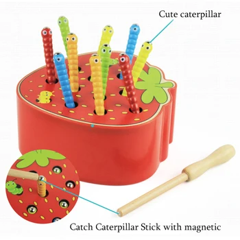Kūdikių Montessori Mediniai Žaislai Magnetinio Sugauti Worms 3D Puzzle Švietimo Žaidimas Žvejybos Spalva Matematikos Vaikų Žaislus 1 2 3 Metų