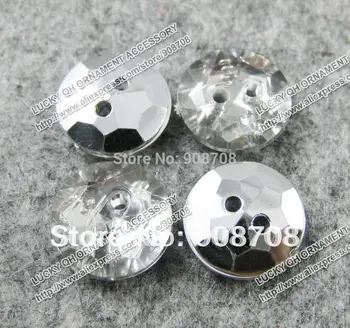 H066 balto plastiko marškinėliai mygtukai 11.5 mm apvalus kristalų mygtukai 180pcs dvi skyles drabužis mygtuką