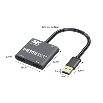 Užfiksuoti Kortelės 4K USB2.0 HDMI HD Video Capture Card 1080P su Kilpa Produkcija Žaidimai, Mokymas, Vaizdo Konferencijos