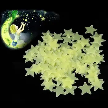 100VNT 3CM Šviesos Žvaigždė Siena Lipdukas Tamsioje Vietoje Star Sienų Lipdukai Šviesos Liuminescencinės 3D Miegamojo Lubų Namų Vaikai ACEHE