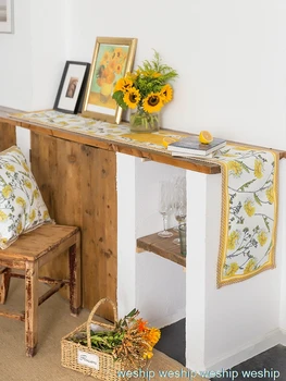 Šiaurės stiliaus geltonos spalvos augalai modelius vandeniui advanced medvilnės ir lino tablecrunner už Valgomasis Stalas Arbatos Stalų staltiesė