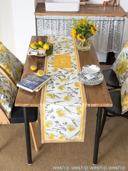 Šiaurės stiliaus geltonos spalvos augalai modelius vandeniui advanced medvilnės ir lino tablecrunner už Valgomasis Stalas Arbatos Stalų staltiesė