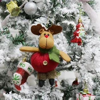 Santa Claus sniego briedžių Kalėdų dovana mažas pakabukas pliušinis lėlės Kalėdų eglutė pakabukas prekių Linksmų Kalėdų Papuošalai