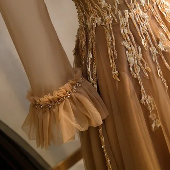 Ilgomis Rankovėmis Vakare Chalatai Moterims, Vestidos Elegantes Nėrinių Zawalcowany Prom Dresses 2020 Bordo Oficialią Šalies Vestidos De Fiesta
