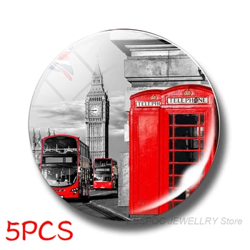 5VNT/SET Anglijoje Londono Big Benas Stiklo Kupolas 25mm Rankų darbo Britanijos Autobusų Telefono Dėžutė Papuošalų Priėmimo Pakabukas Priedai, Reikmenys