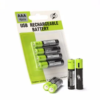 ZNTER Įkraunamos AAA Baterijos, USB Kabelis, 2vnt/4pc kortelės 400mAh AAA 1,5 V USB linija įkrovimo baterijas Ličio Polimerų Baterija