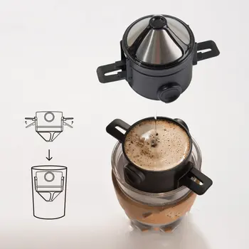 Kavos Filtras Nešiojamų 304 Nerūdijančio Plieno, Lašinamas Kavos Arbatos Turėtojas Piltuvą Daugkartinio naudojimo Krepšius Arbata Infuser ir Stovėti Kavos Dripper