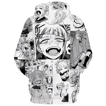 Anime megztinis tendencija juoda ir balta komiksų personažai kulminacija išraiška hoodie 3d atspausdintas gobtuvu pavasarį ir rudenį karšto striukė