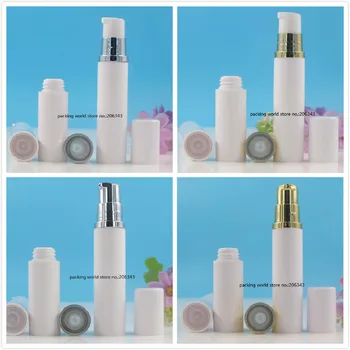 10 ML balto plastiko beoriu buteliukas su aukso/sidabro siurblys baltas dangtelis, skirtas losjonas/emulsija/serumo/akių esmė odos priežiūros kosmetikos pakuotės