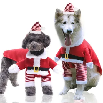 Naminių Šunų Drabužius Santa Claus Drabužiai Šunims, Minkštas Mažas Šiltas Kostiumas Mielas Medvilnės Storesnis Čihuahua Raudona Berniukas Rudens Žiemos Mascotas