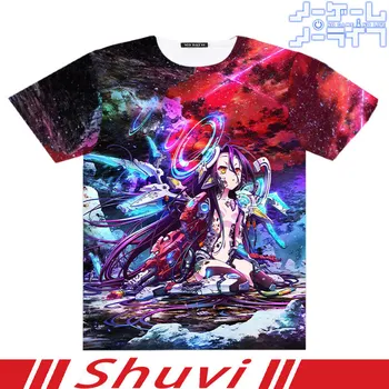Kietas Ne Žaidimas, Ne Gyvenimas Pilnas Grafinis T-shirt Japonų Anime Cosplay Kostiumų Shiro 3D Spausdinimo Vyrų marškinėliai Tee Viršų trumpomis Rankovėmis Dovana