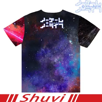 Kietas Ne Žaidimas, Ne Gyvenimas Pilnas Grafinis T-shirt Japonų Anime Cosplay Kostiumų Shiro 3D Spausdinimo Vyrų marškinėliai Tee Viršų trumpomis Rankovėmis Dovana
