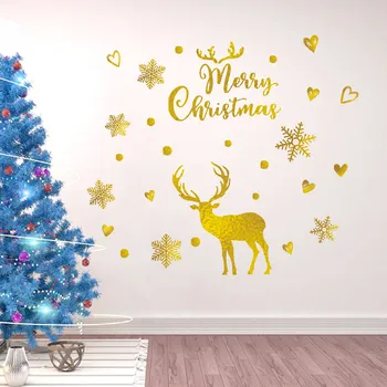 Kalėdų greitai aukso elnias lipdukas mobiliojo kūrybos sienų lipdukai langų apdailos lipdukai naujųjų metų namų puošybai pakabukas 10.21