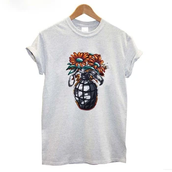 Bomba gėlių grafinis juokingi marškinėliai moterims negabaritinių vasaros viršūnes tee hipster streetwear estetinės marškinėlius moterims drabužių harajuku