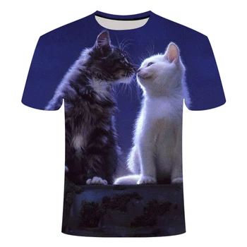 2020 Mados Naujų Cool T-shirt Vyrai/moterys 3d T-shirt Cute Kačių Trumpas Rankovės Viršuje, Berniukas, Mergaitė, T-marškinėliai, Mados O-kaklo trumpomis Rankovėmis Viršų