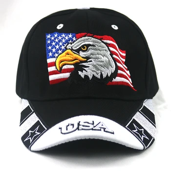 Unisex JAV vėliava siuvinėjimo beisbolo kepuraitę medvilnės reguliuojamas erelis snapback kepurės moterims, vyrams, lenktas pavasario vasaros hip-hop kepurės