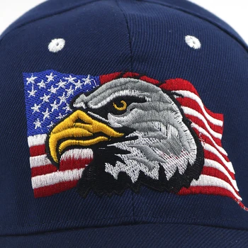 Unisex JAV vėliava siuvinėjimo beisbolo kepuraitę medvilnės reguliuojamas erelis snapback kepurės moterims, vyrams, lenktas pavasario vasaros hip-hop kepurės